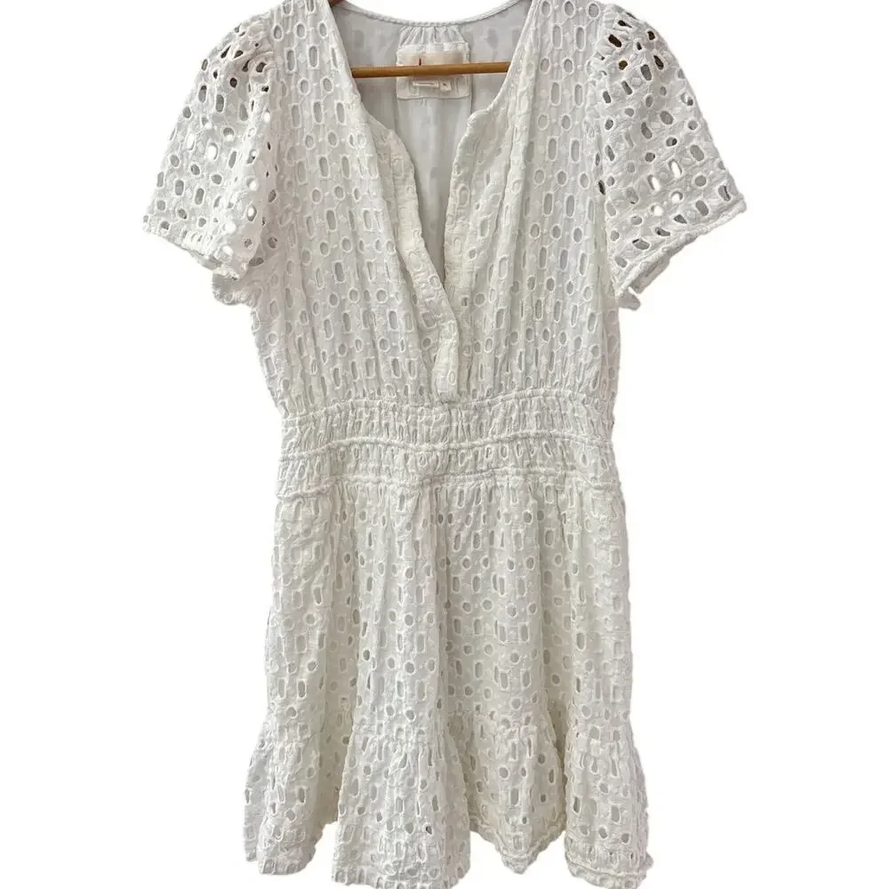 Anthropologie The Somerset Mini Dress Eyelet Edition Bright White Size XL - Picture 6 of 9